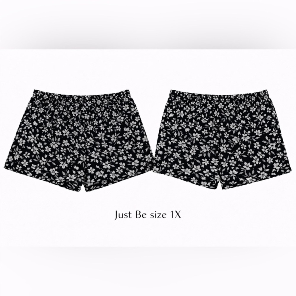Just Be Floral Lounge Shorts – Women’s Plus Size 2X – Soft & Stretchy Cozy Fit